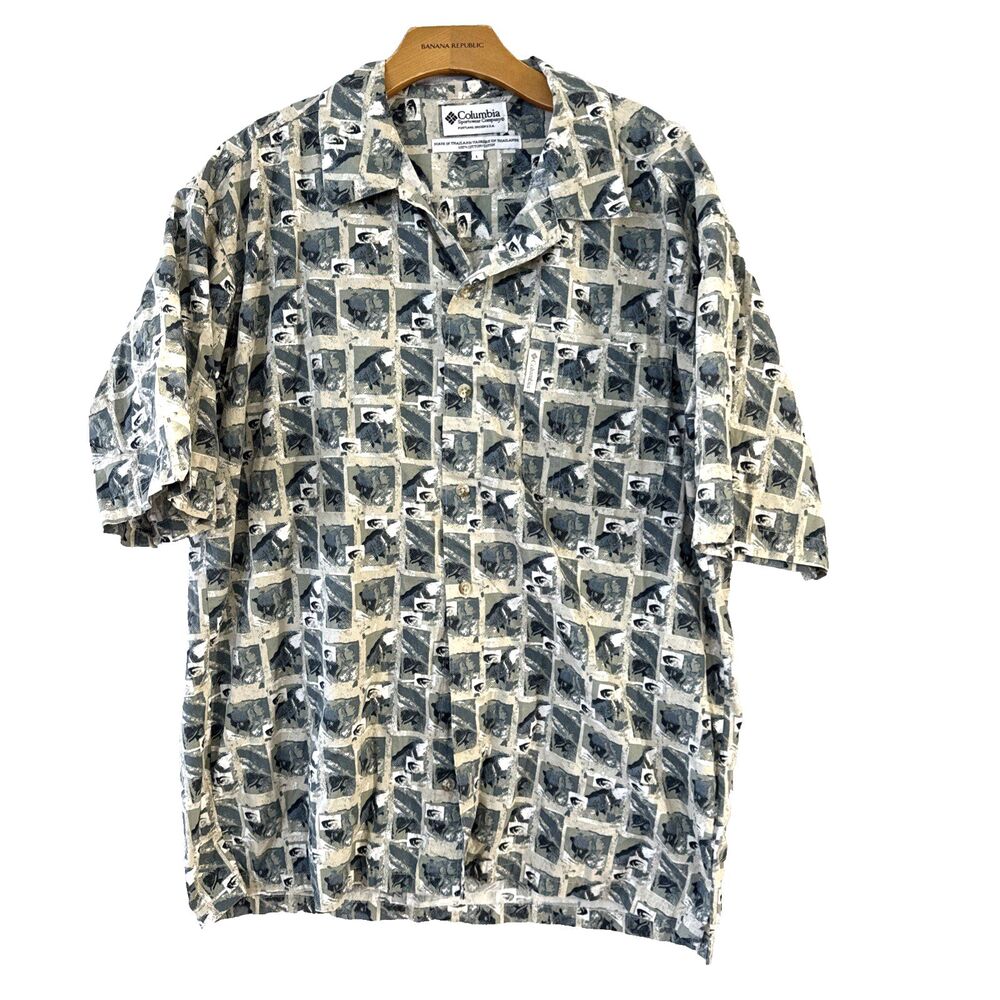 Columbia Sportswear SS Mens Button Camp Shirt Pocket Cotton Logo - L - gorpcore